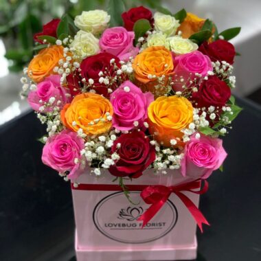 Ivory Chest, boxed flowers by Lovebug Florist Lagos