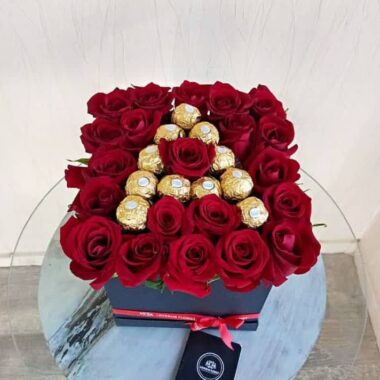 Ivory Manor, boxed flowers by Lovebug Florist Lagos
