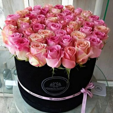 Scarlet Monarch, boxed flowers by Lovebug Florist Lagos