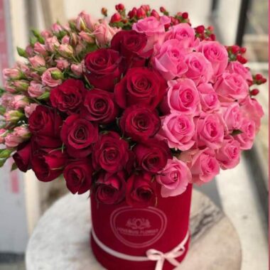 Scarlet Regency, boxed flowers by Lovebug Florist Lagos