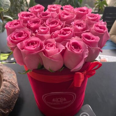 Scarlet Sovereign, boxed flowers by Lovebug Florist Lagos