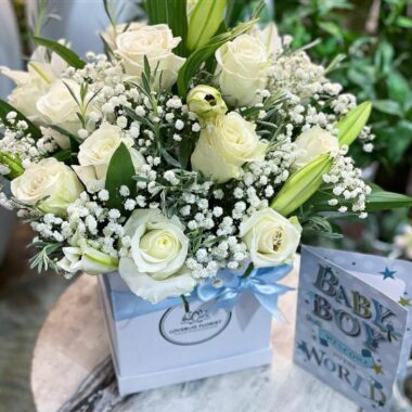 Scarlet Coronet, boxed flowers by Lovebug Florist Lagos