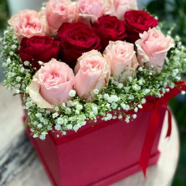 Scarlet Grandeur, boxed flowers by Lovebug Florist Lagos