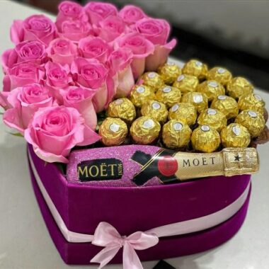 Scarlet Prestige, boxed flowers by Lovebug Florist Lagos