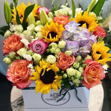 Ivory Majesty, boxed flowers by Lovebug Florist Lagos