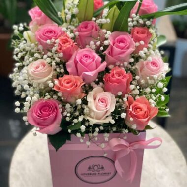 Golden Monarch, boxed flowers by Lovebug Florist Lagos