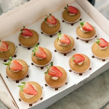Vanilla Minis, plant based cupcakes by Lovebug Florist Lagos