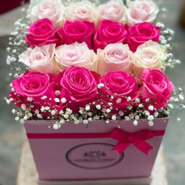 Golden Chateau, boxed flowers by Lovebug Florist Lagos