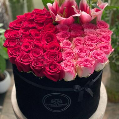 Velvet Chateau, boxed flowers by Lovebug Florist Lagos