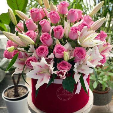 Velvet Manor, boxed flowers by Lovebug Florist Lagos