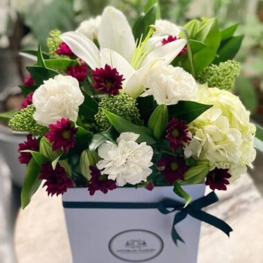 Velvet Prestige, boxed flowers by Lovebug Florist Lagos