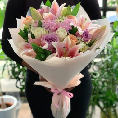 Blushing Charm, flower bouquet by Lovebug Florist Lagos