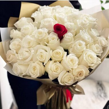You Are the One, A Touch of Red, romantic arrangement by Lovebug Florist Lagos