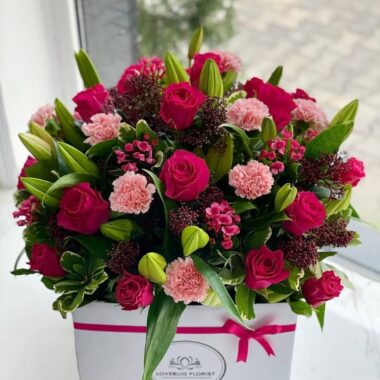 Ivory Coronet, boxed flowers by Lovebug Florist Lagos