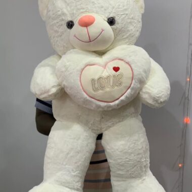 White Teddy 80cm, teddy bear gift by Lovebug Florist Lagos