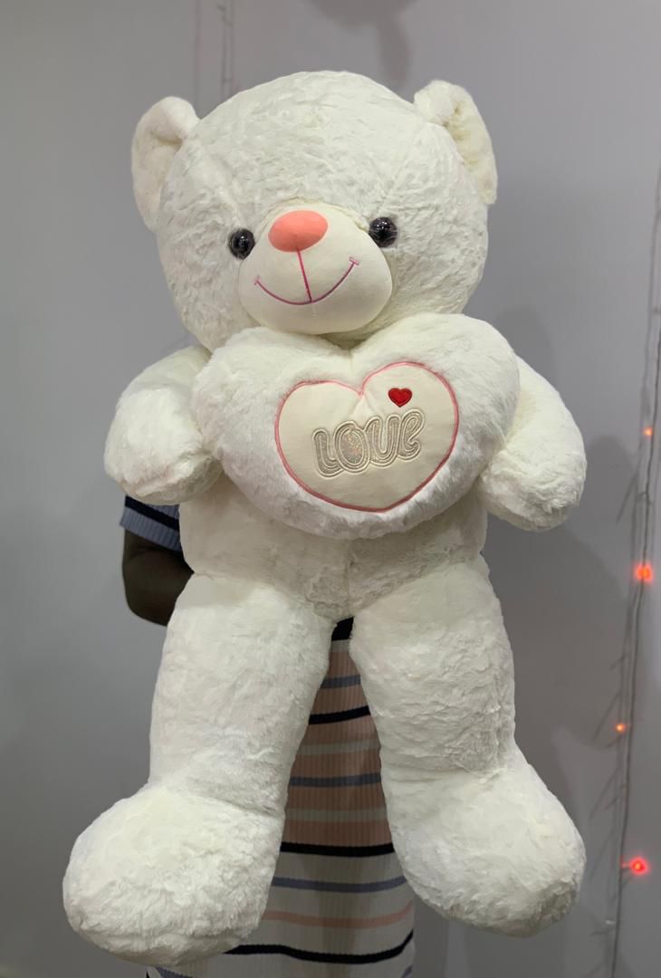 WhatsApp Image 2026-06-16 at 11.10.55 AM White Teddy 80cm, teddy bear gift by Lovebug Florist Lagos