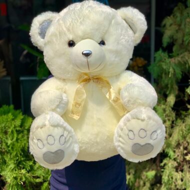 White Teddy 50cm, teddy bear gift by Lovebug Florist Lagos