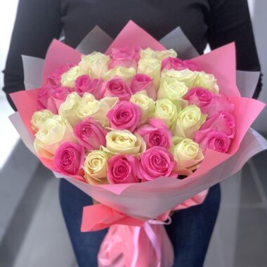 Cupid's Love, Pink and White, rose bouquet by Lovebug Florist Lagos
